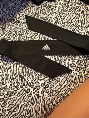 adidas Black Performance Wrap Headband with White Logo